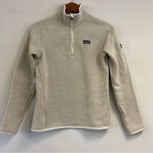 Patagonia Womens Beige Better Sweater 1/4 Zip Ivory Fleece Sleeve Pocket Small